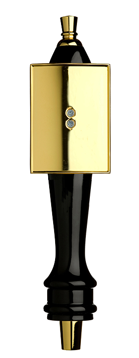 Medium Black Pub Tap Handle with Gold Rectangle Shield