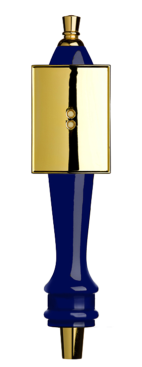 Medium Blue Pub Tap Handle with Gold Rectangle Shield
