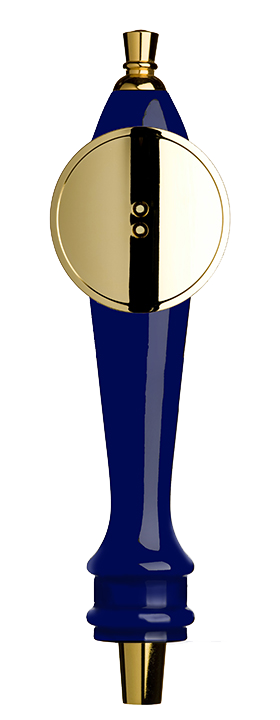 Medium Blue Pub Tap Handle with Gold Round Shield