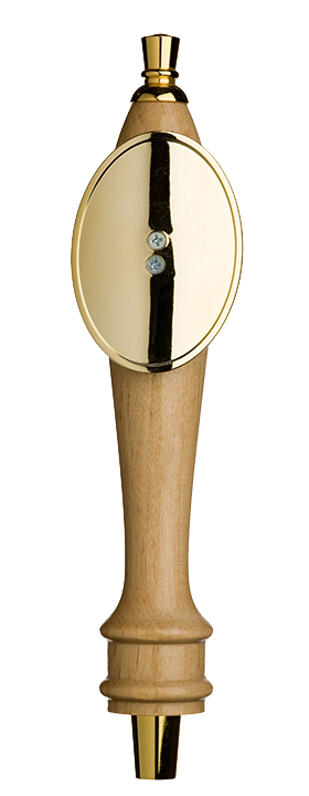 Medium Natural Pub Tap Handle with Gold Oval Shield