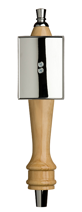 Medium Natural Pub Tap Handle with Silver Rectangle Shield