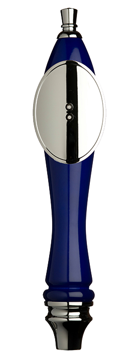 Large Blue Pub Tap Handle with Silver Oval Shield