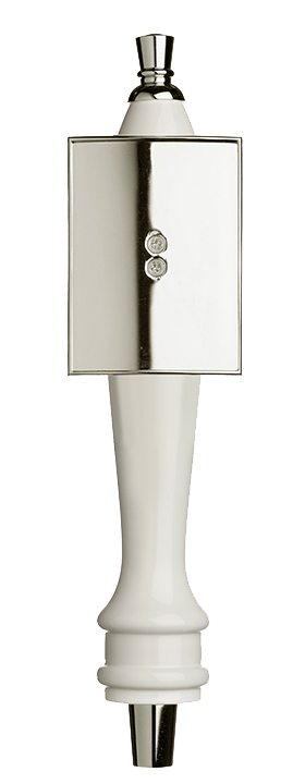Medium White Pub Tap Handle with Silver Rectangle Shield