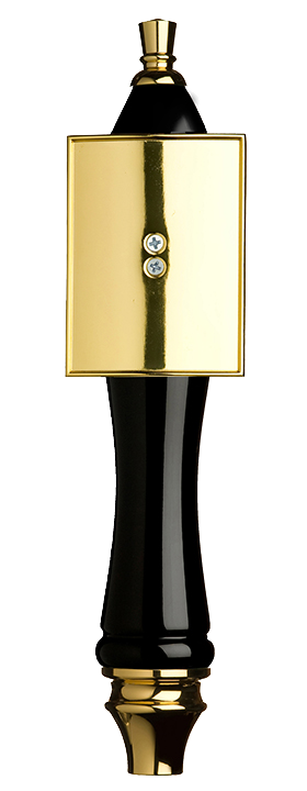 Large Black Pub Tap Handle with Gold Rectangle Shield