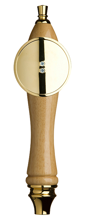 Large Natural Pub Tap Handle with Gold Round Shield