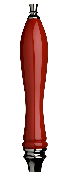 Large Red Pub Tap Handle with Silver