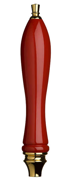 Large Red Pub Tap Handle with Gold