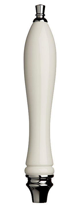 Large White Pub Tap Handle with Silver