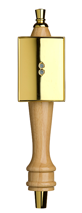 Medium Natural Pub Tap Handle with Gold Rectangle Shield
