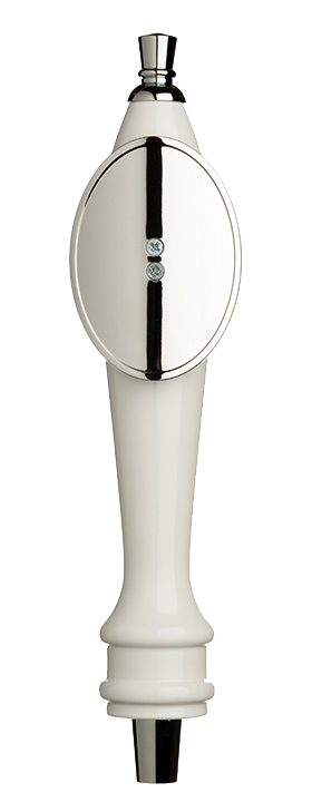 Medium White Pub Tap Handle with Silver Oval Shield