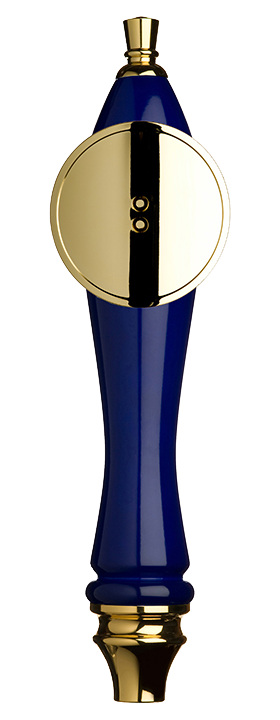 Large Blue Pub Tap Handle with Gold Round Shield