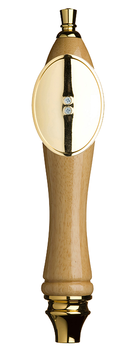 Large Natural Pub Tap Handle with Gold Oval Shield