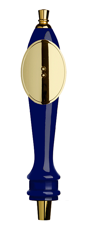 Medium Blue Pub Tap Handle with Gold Oval Shield