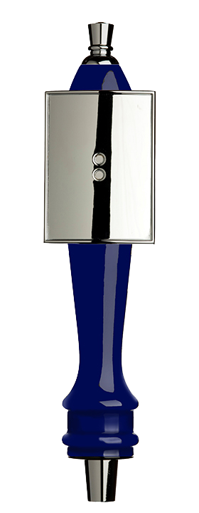 Medium Blue Pub Tap Handle with Silver Rectangle Shield