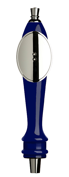 Medium Blue Pub Tap Handle with Silver Oval Shield