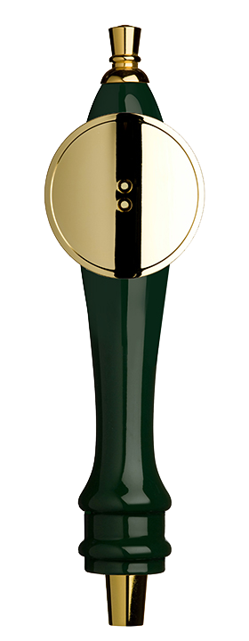 Medium Green Pub Tap Handle with Gold Round Shield