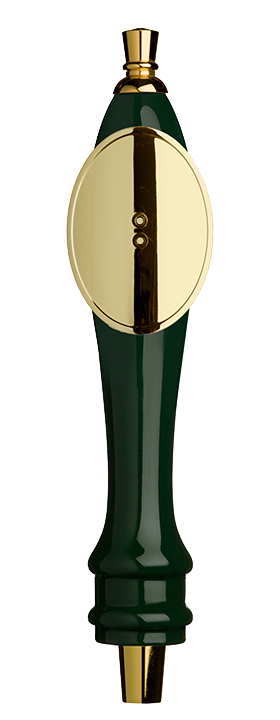 Medium Green Pub Tap Handle with Gold Oval Shield