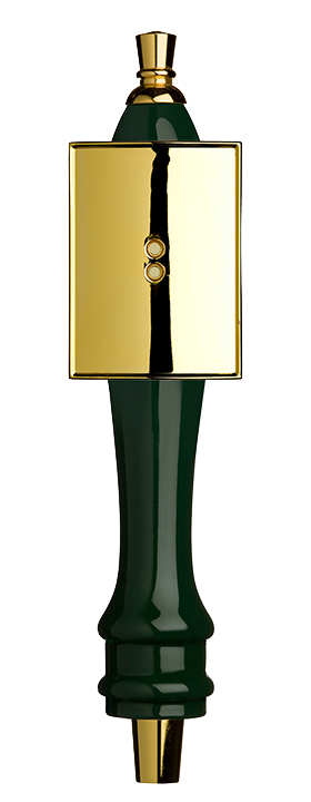 Medium Green Pub Tap Handle with Gold Rectangle Shield