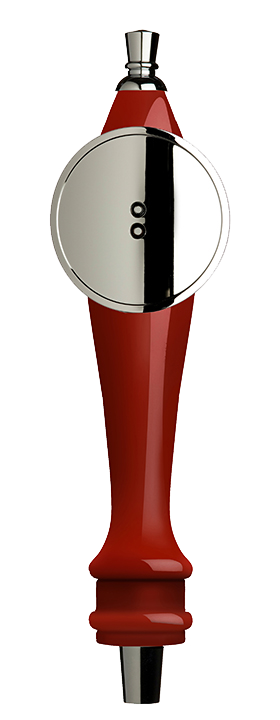 Medium Red Pub Tap Handle with Silver Round Shield